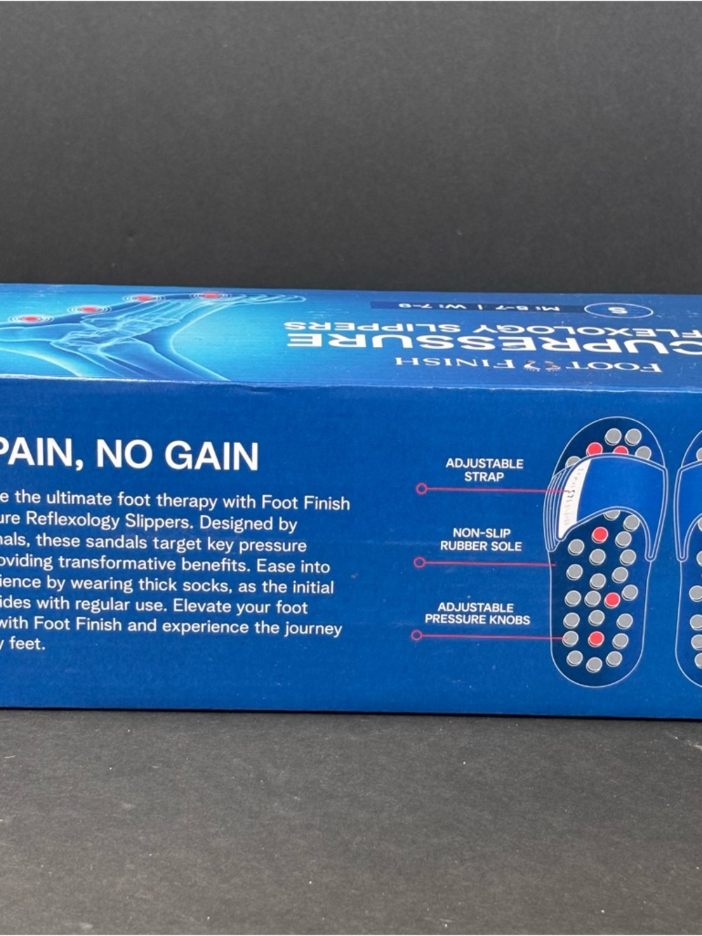 FOOT FINISH Acupressure Foot Massage Slippers Shoes Sandals, M 5-7 W 7-9 - Picture 6 of 10